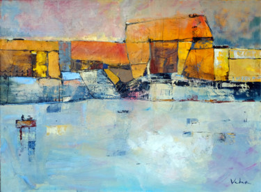 Картина под названием "River silence" - Oksana Veber, Подлинное произведение искусства, Масло Установлен на Деревянная рама…