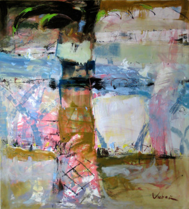 Картина под названием "Palm Beach" - Oksana Veber, Подлинное произведение искусства, Масло Установлен на Деревянная рама для…