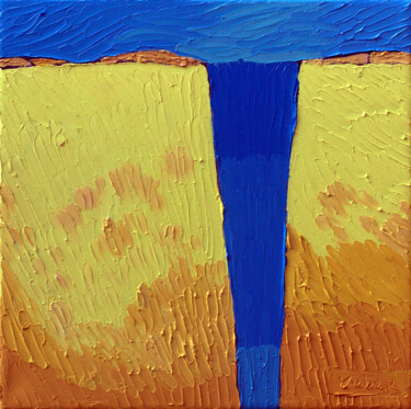 Peinture intitulée "Golden field aftern…" par Oksana Veber, Œuvre d'art originale, Huile Monté sur Châssis en bois