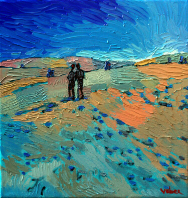 Картина под названием "Sunday walk" - Oksana Veber, Подлинное произведение искусства, Масло Установлен на Деревянная рама дл…