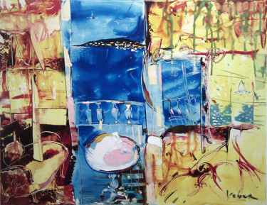Картина под названием "Balcony view" - Oksana Veber, Подлинное произведение искусства, Масло Установлен на Деревянная рама д…