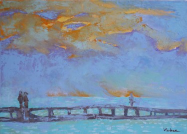 Pittura intitolato "Sunset view from th…" da Oksana Veber, Opera d'arte originale, Olio