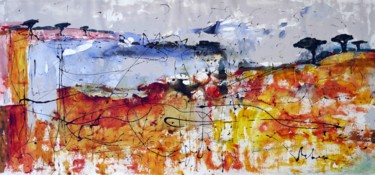 Pittura intitolato "Landscape with a br…" da Oksana Veber, Opera d'arte originale, Olio Montato su Telaio per barella in leg…