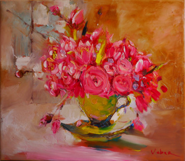 Painting titled "Spring flowers" by Oksana Veber, Original Artwork, Oil