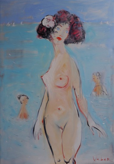 Pintura intitulada "Sea bath" por Oksana Veber, Obras de arte originais, Óleo