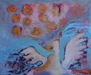 Peinture intitulée "Angel" par Oksana Veber, Œuvre d'art originale, Huile Monté sur Châssis en bois