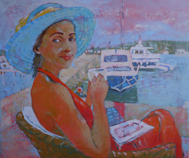 Painting titled "Luba in Muline" by Oksana Veber, Original Artwork, Oil
