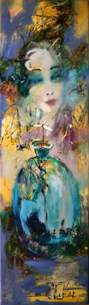 Painting titled "Green vase" by Oksana Veber, Original Artwork, Oil