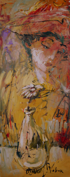 Painting titled "Shine" by Oksana Veber, Original Artwork, Oil Mounted on Wood Stretcher frame