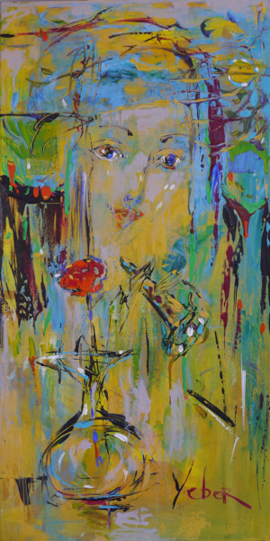 Картина под названием "Moonlight song" - Oksana Veber, Подлинное произведение искусства, Акрил Установлен на Деревянная рама…