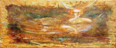 Painting titled "Mermaid" by Oksana Veber, Original Artwork, Oil Mounted on Wood Stretcher frame
