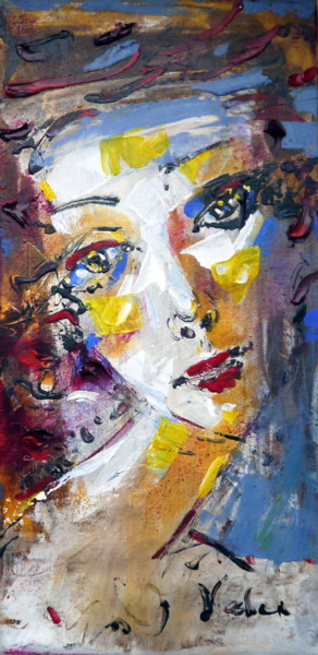 Peinture intitulée "Pensive mode" par Oksana Veber, Œuvre d'art originale, Acrylique Monté sur Châssis en bois