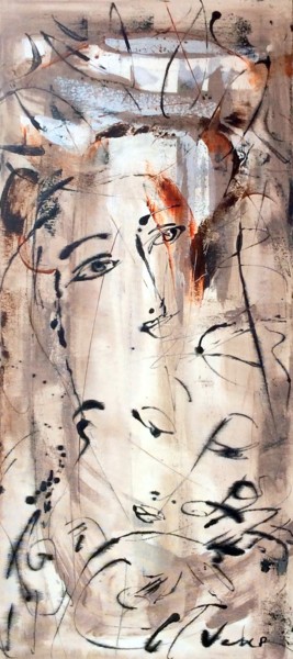 Картина под названием "Duet singing" - Oksana Veber, Подлинное произведение искусства, Акрил Установлен на Деревянная рама д…