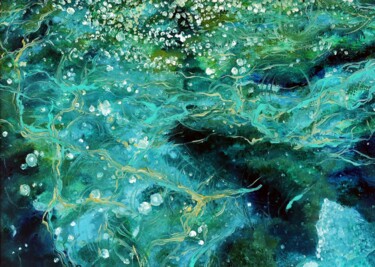 Painting titled ""Живая вода"1" by Oksana Verstiuk, Original Artwork, Acrylic Mounted on Wood Panel