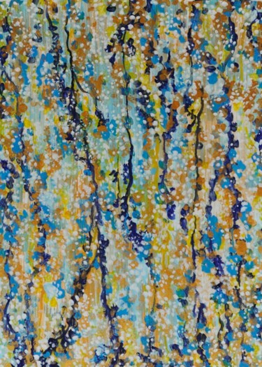 Pittura intitolato "Голубые цветы в сол…" da Oksana Verstiuk, Opera d'arte originale, Acrilico
