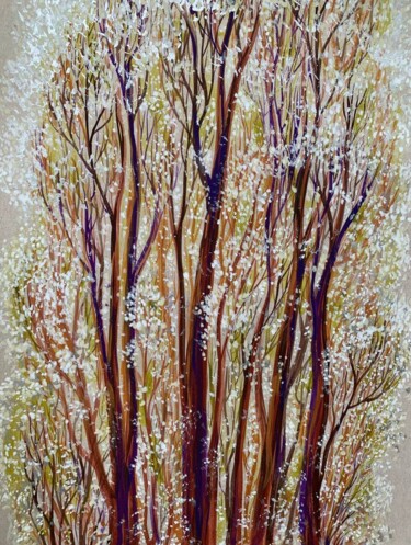 Painting titled "Деревья весной" by Oksana Verstiuk, Original Artwork, Acrylic