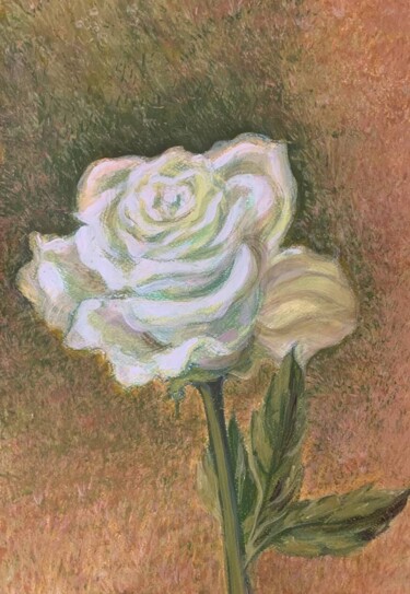 Dessin intitulée "Роза белая" par Oksana Verstiuk, Œuvre d'art originale, Pastel