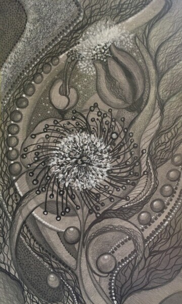 Рисунок под названием "Цветок фэнтези 2" - Оксана Верстюк, Подлинное произведение искусства, Карандаш