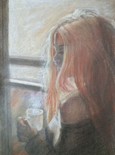 Рисунок под названием "Чашка чая" - Оксана Верстюк, Подлинное произведение искусства, Карандаш