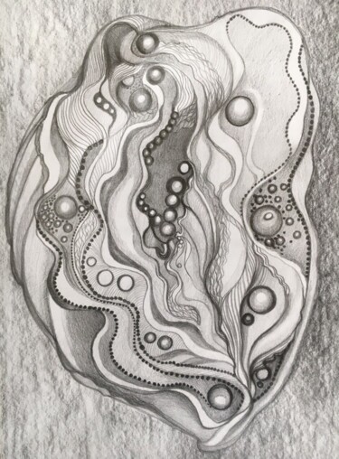Drawing titled "Sea fantasies" by Oksana Verstiuk, Original Artwork, Pencil