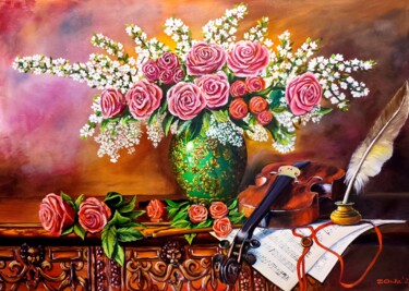 Картина под названием "Violino" - Oksana Zaskotska, Подлинное произведение искусства, Масло