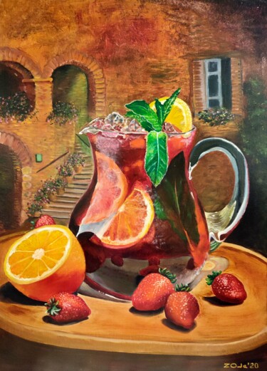 Painting titled "SANGRIA" by Oksana Zaskotska, Original Artwork, Oil