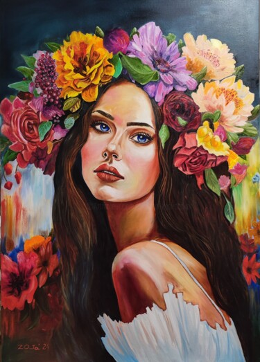 Painting titled "Primavera" by Oksana Zaskotska, Original Artwork, Oil Mounted on Wood Stretcher frame