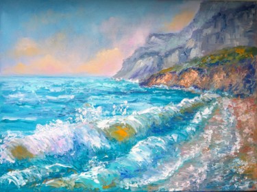Painting titled "Sea surf" by Oksana Zolotova, Original Artwork, Oil