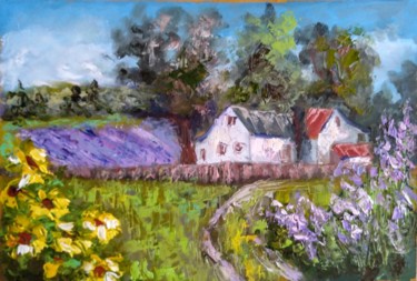 Pintura intitulada "Rural landscape" por Oksana Zolotova, Obras de arte originais, Óleo