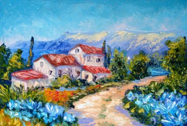 Peinture intitulée "House in the mounta…" par Oksana Zolotova, Œuvre d'art originale, Huile