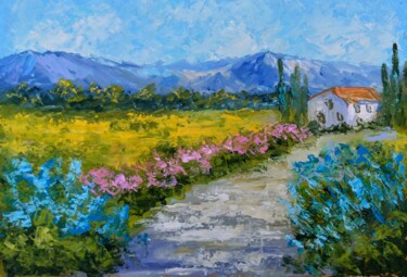 Painting titled "Mountain landscape…" by Oksana Zolotova, Original Artwork, Oil