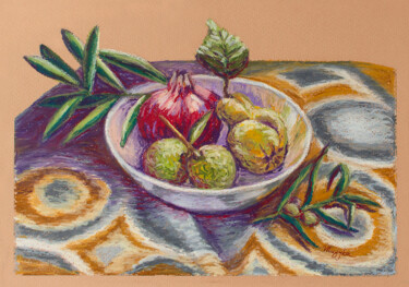 Tekening getiteld "Greek harvest" door Oksana Muzyka, Origineel Kunstwerk, Pastel