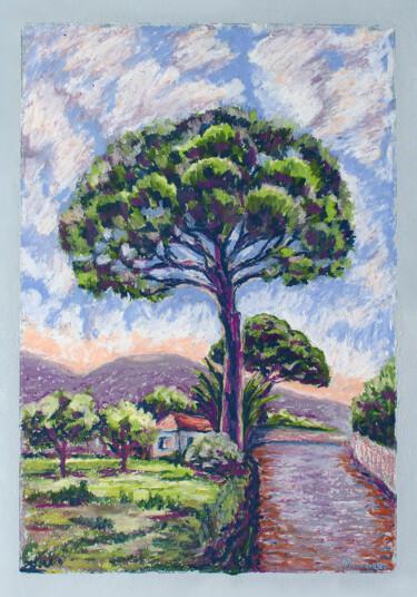 Zeichnungen mit dem Titel "Italian Pine near t…" von Oksana Muzyka, Original-Kunstwerk, Pastell