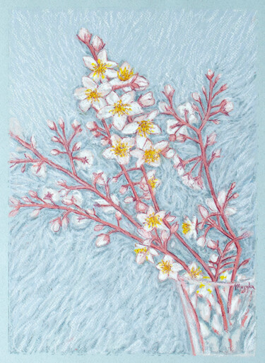 Рисунок под названием "Apple blossom" - Oksana Muzyka, Подлинное произведение искусства, Пастель