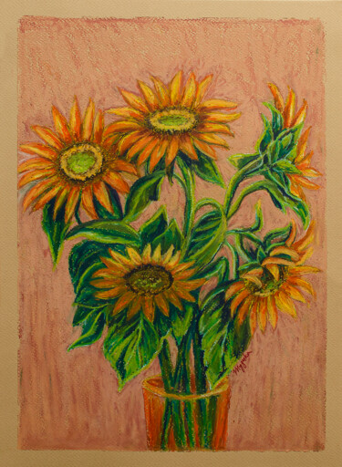 Drawing titled "Sunflower in major" by Oksana Muzyka, Original Artwork, Pastel