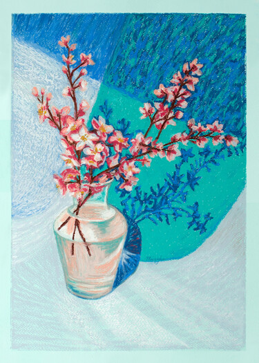 Рисунок под названием "Apple blossom bouqu…" - Oksana Muzyka, Подлинное произведение искусства, Пастель