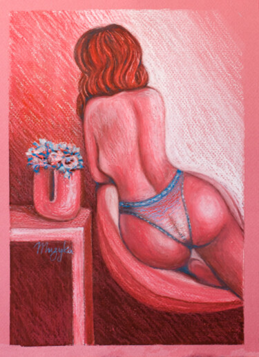 Schilderij getiteld "Pink nude" door Oksana Muzyka, Origineel Kunstwerk, Conté