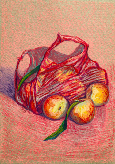 Dessin intitulée "September's peaches…" par Oksana Muzyka, Œuvre d'art originale, Pastel