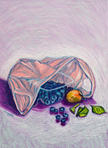 Disegno intitolato "Blueberries from Lv…" da Oksana Muzyka, Opera d'arte originale, Pastello