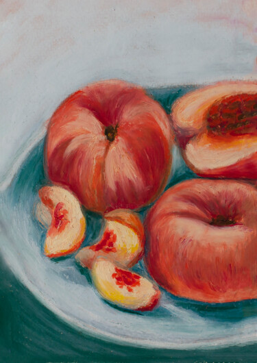 Tekening getiteld "small peaches" door Oksana Muzyka, Origineel Kunstwerk, Pastel