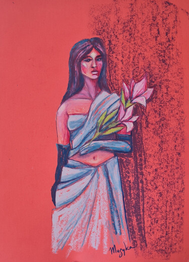 Dessin intitulée "Flora" par Oksana Muzyka, Œuvre d'art originale, Pastel