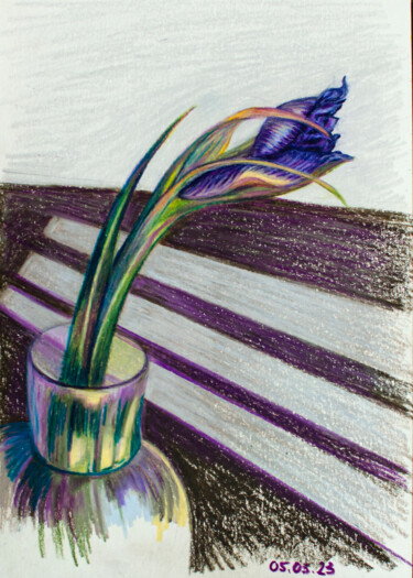 Рисунок под названием "Light from the wind…" - Oksana Muzyka, Подлинное произведение искусства, Цветные карандаши