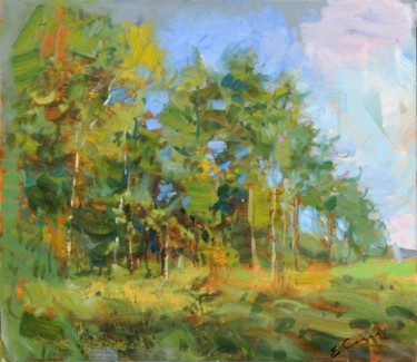 Painting titled "Mushroom grove" by Eugene Segal, Original Artwork, Oil