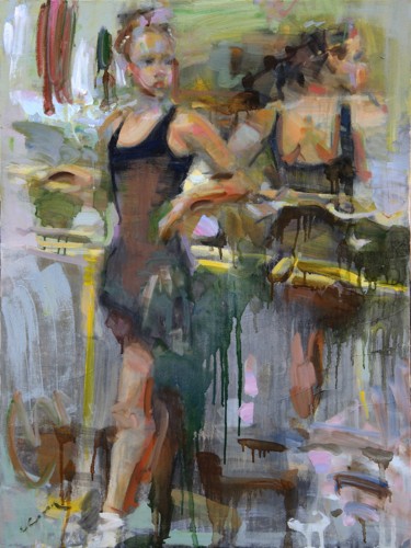 Картина под названием "The young ballerina" - Eugene Segal, Подлинное произведение искусства, Масло