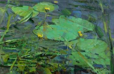 Malerei mit dem Titel ""River herbs"" von Eugene Segal, Original-Kunstwerk, Öl Auf Keilrahmen aus Holz montiert