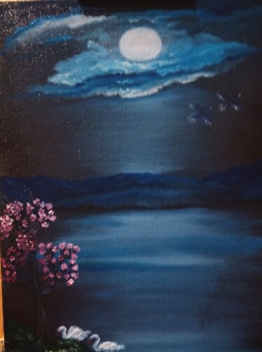 Картина под названием "Лунный свет" - Ольга Черникина (Чон), Подлинное произведение искусства, Масло