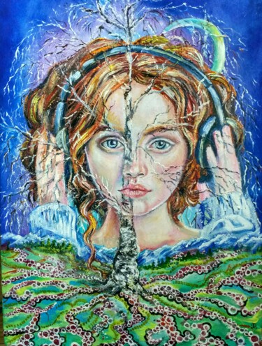 Картина под названием "Звуки земли" - Ольга Денисюк, Подлинное произведение искусства, Масло