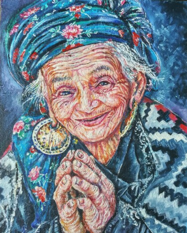 Peinture intitulée "Мудрая старость или…" par Olga Denisiuk, Œuvre d'art originale, Huile