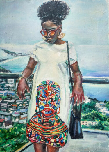 Disegno intitolato "Африканская модница" da Olga Denisiuk, Opera d'arte originale, Olio