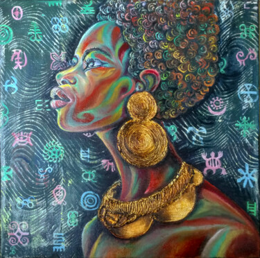 Painting titled "Лицо Африки" by Olga Denisiuk, Original Artwork, Oil